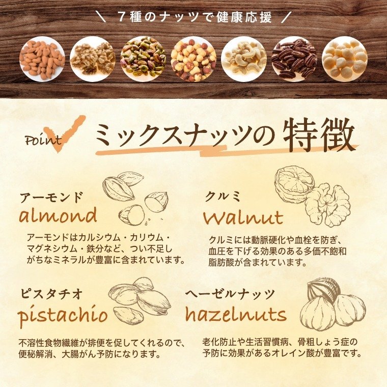 神戸のおまめさん みの屋 / 究極の素焼き7種の ミックスナッツ 500g 製造直売 無添加 無塩 無植物油
